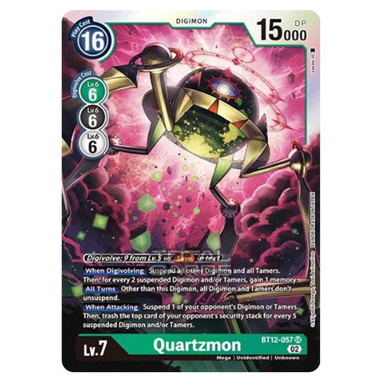 Digimon Card Game - BT-12 - Across Time - Quartzmon - (Super Rare) - BT12-057