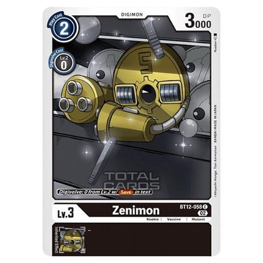 Digimon Card Game - BT-12 - Across Time - Zenimon - (Common) - BT12-058