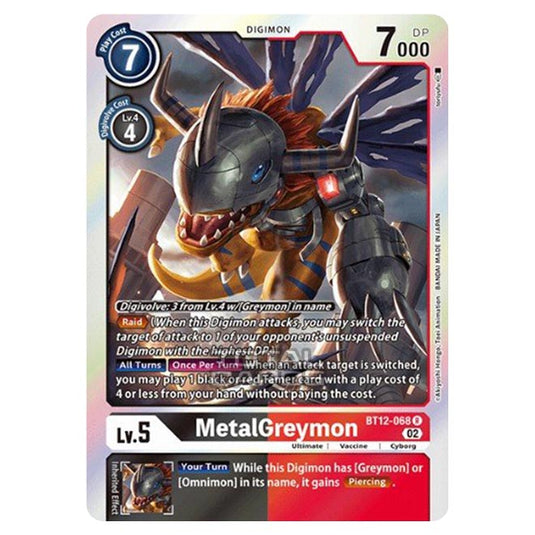 Digimon Card Game - BT-12 - Across Time - MetalGreymon - (Rare) - BT12-068