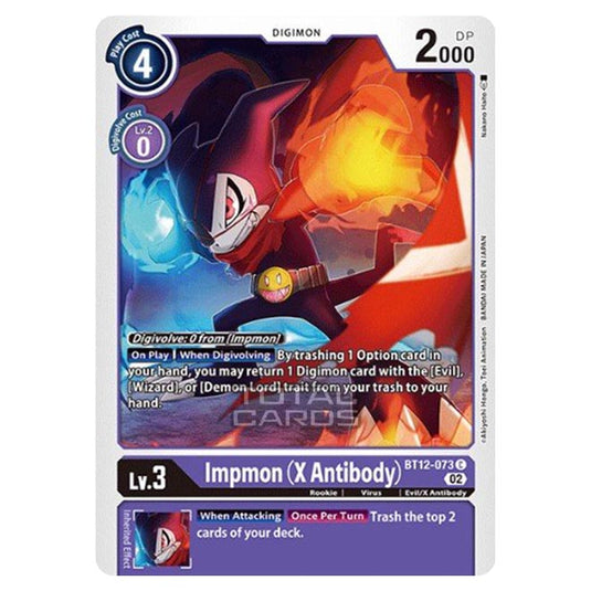 Digimon Card Game - BT-12 - Across Time - Impmon (X Antibody) - (Common) - BT12-073