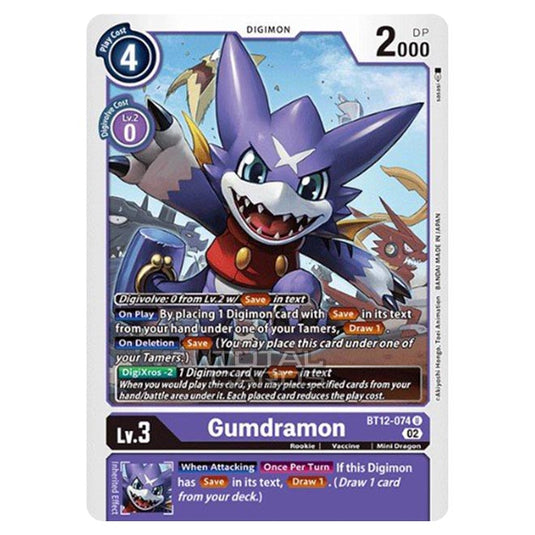 Digimon Card Game - BT-12 - Across Time - Gumdramon - (Uncommon) - BT12-074