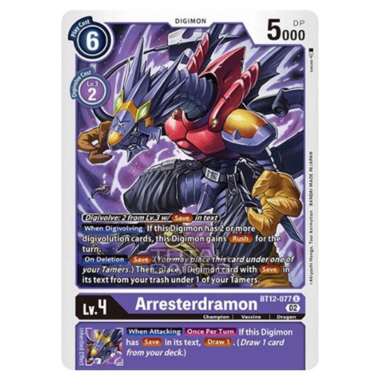 Digimon Card Game - BT-12 - Across Time - Arresterdramon - (Unknown) - BT12-077