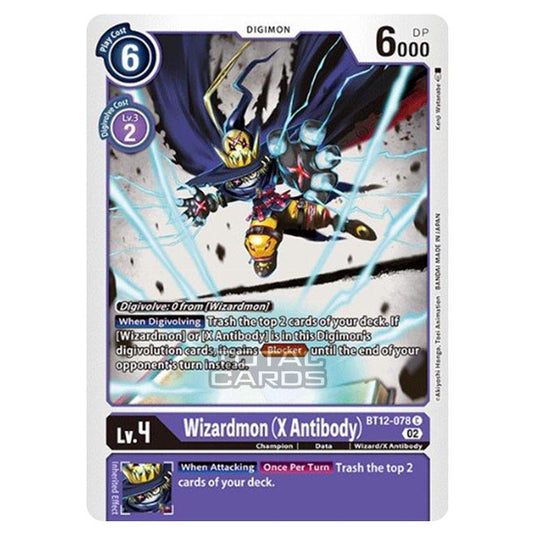 Digimon Card Game - BT-12 - Across Time - Wizardmon (X Antibody) - (Common) - BT12-078