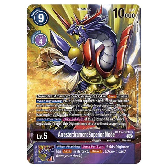 Digimon Card Game - BT-12 - Across Time - Arresterdramon: Superior Mode - (Alternative Art) - BT12-083a