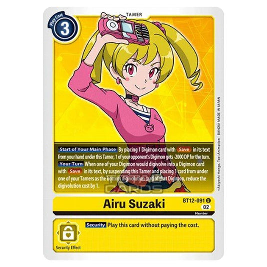 Digimon Card Game - BT-12 - Across Time - Airu Suzaki - (Uncommon) - BT12-091