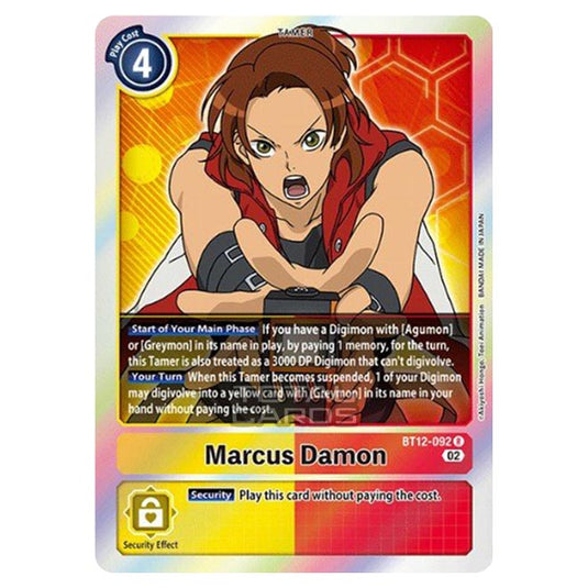 Digimon Card Game - BT-12 - Across Time - Marcus Damon - (Rare) - BT12-092