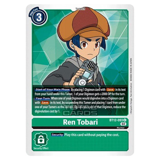 Digimon Card Game - BT-12 - Across Time - Ren Tobari - (Uncommon) - BT12-093