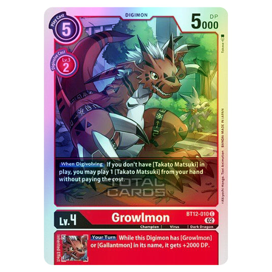 Digimon Card Game - BT-12 - Across Time - Growlmon - (Common) - BT12-010 (Foil)