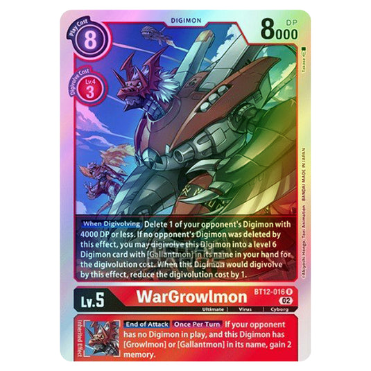 Digimon Card Game - BT-12 - Across Time - WarGrowlmon - (Rare) - BT12-016 (Foil)