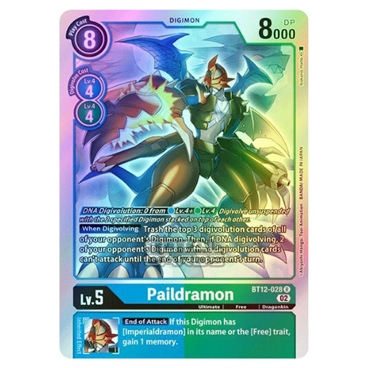 Digimon Card Game - BT-12 - Across Time - Paildramon - (Rare) - BT12-028 (Foil)