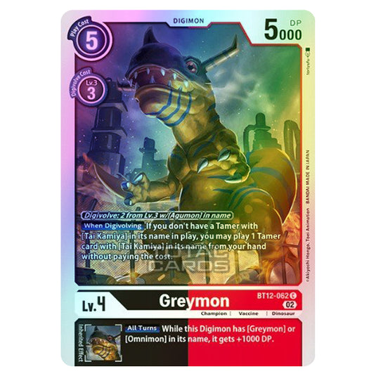 Digimon Card Game - BT-12 - Across Time - Greymon - (Common) - BT12-062 (Foil)
