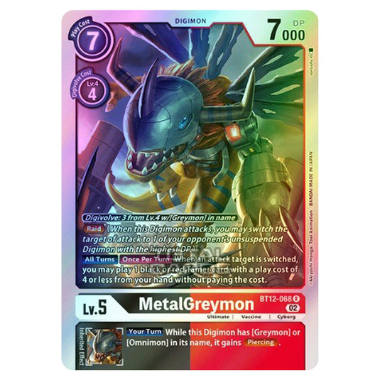 Digimon Card Game - BT-12 - Across Time - MetalGreymon - (Rare) - BT12 Digimon Card Game - BT-12 - Across Time - MetalGreymon - (Rare) - BT12
