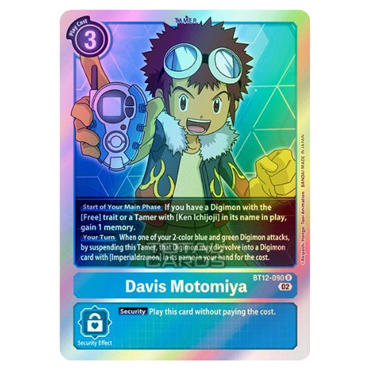 Digimon Card Game - BT-12 - Across Time - Davis Motomiya - (Rare) - BT12-090 (Foil)
