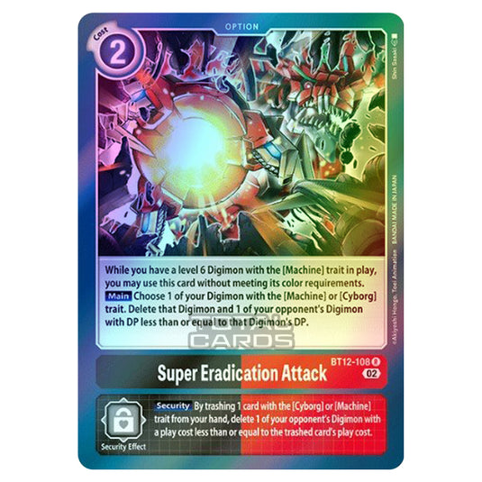 Digimon Card Game - BT-12 - Across Time - Super Eradication Attack - (Rare) - BT12-108 (Foil)