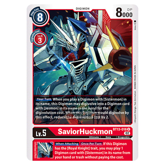 Digimon Card Game - BT-13 - Versus Royal Knights - SaviorHuckmon - (Uncommon) - BT13-016