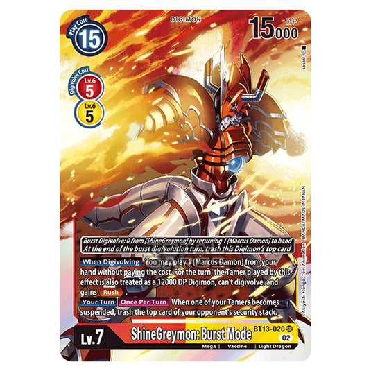 Digimon Card Game - BT-13 - Versus Royal Knights - ShineGreymon: Burst Mode - (Super Rare) - BT13-020