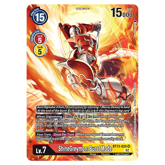 Digimon Card Game - BT-13 - Versus Royal Knights - ShineGreymon: Burst Mode - (Alternative Art) - BT13-020a