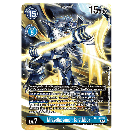 Digimon Card Game - BT-13 - Versus Royal Knights - MirageGaogamon: Burst Mode - (Alternative Art) - BT13-033a