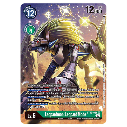 Digimon Card Game - BT-13 - Versus Royal Knights - Leopardmon: Leopard Mode - (Alternative Art) - BT13-058a