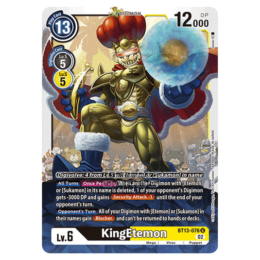 Digimon Card Game - BT-13 - Versus Royal Knights - KingEtemon - (Uncommon) - BT13-076