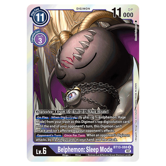 Digimon Card Game - BT-13 - Versus Royal Knights - Belphemon: Sleep Mode - (Rare) - BT13-088