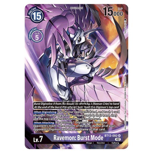 Digimon Card Game - BT-13 - Versus Royal Knights - Ravemon: Burst Mode - (Alternative Art) - BT13-092a