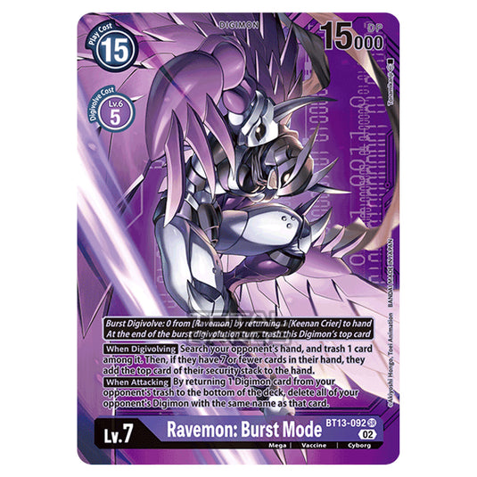 Digimon Card Game - BT-13 - Versus Royal Knights - Ravemon: Burst Mode - (Alternative Art) - BT13-092b