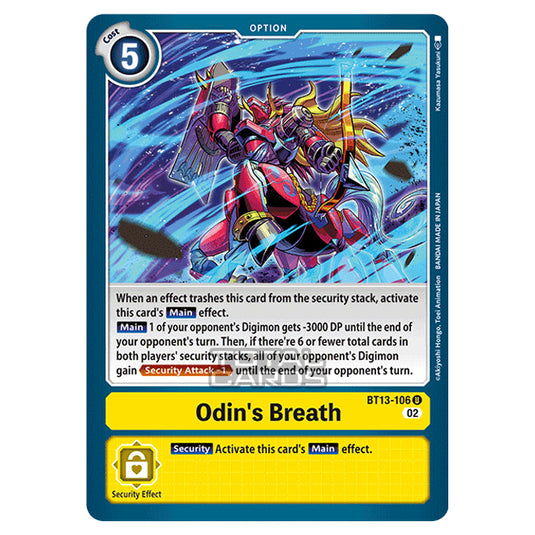 Digimon Card Game - BT-13 - Versus Royal Knights - Odin's Breath - (Uncommon) - BT13-106