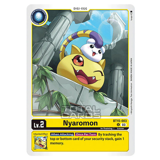 Digimon Card Game - BT15 - Exceed Apocalypse - Nyaromon - (Uncommon) - BT15-003