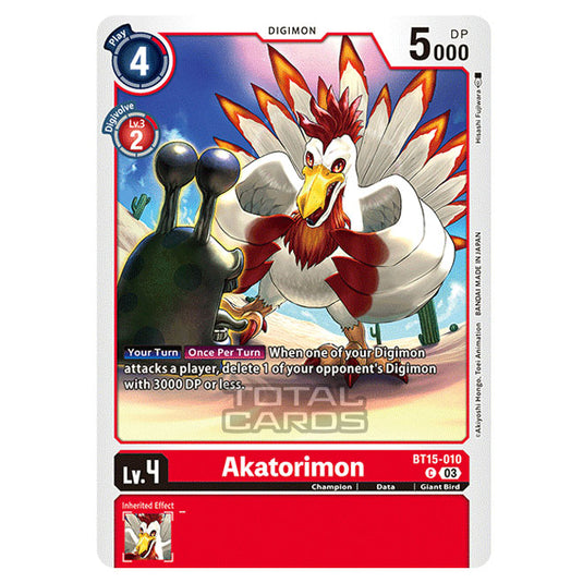 Digimon Card Game - BT15 - Exceed Apocalypse - Akatorimon - (Common) - BT15-010