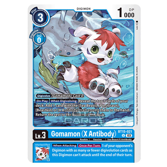 Digimon Card Game - BT15 - Exceed Apocalypse - Gomamon (X Antibody) - (Uncommon) - BT15-021