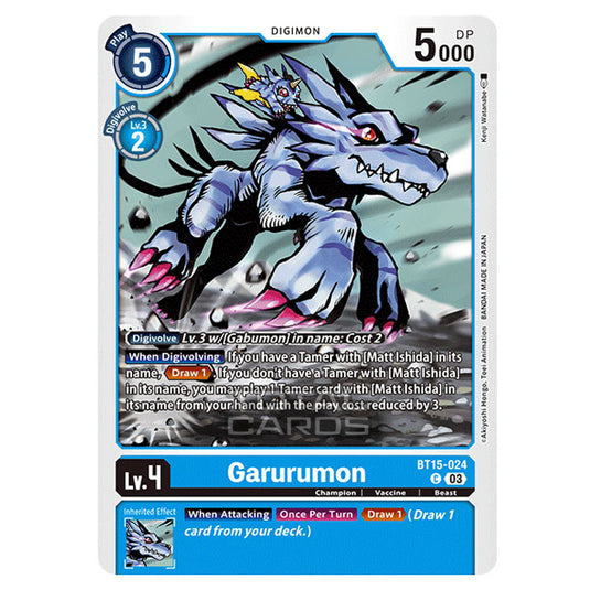 Digimon Card Game - BT15 - Exceed Apocalypse - Garurumon - (Common) - BT15-024