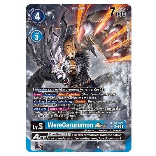 Digimon Card Game - BT15 - Exceed Apocalypse - WereGarurumon ACE - (Alternative Art) - BT15-026a