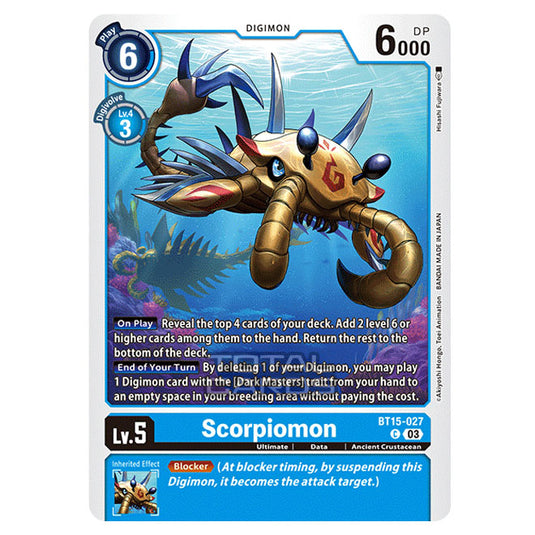 Digimon Card Game - BT15 - Exceed Apocalypse - Scorpiomon - (Common) - BT15-027