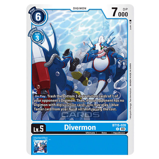 Digimon Card Game - BT15 - Exceed Apocalypse - Divermon - (Common) - BT15-028