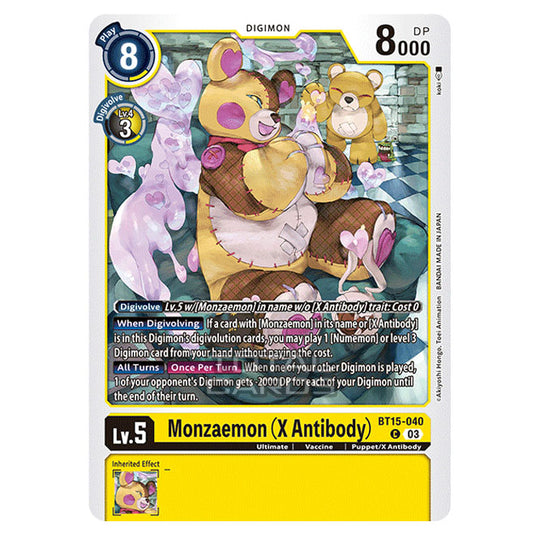 Digimon Card Game - BT15 - Exceed Apocalypse - Monzaemon (X Antibody) - (Common) - BT15-040