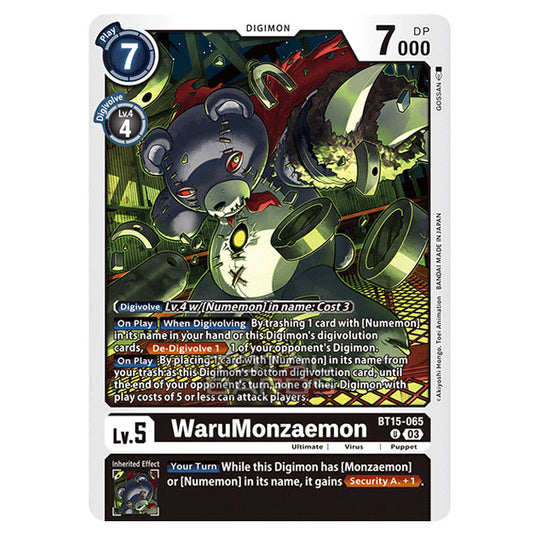 Digimon Card Game - BT15 - Exceed Apocalypse - WaruMonzaemon - (Uncommon) - BT15-065