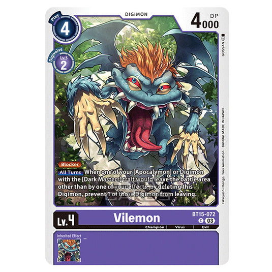 Digimon Card Game - BT15 - Exceed Apocalypse - Vilemon - (Common) - BT15-072