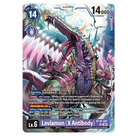 Digimon Card Game - BT15 - Exceed Apocalypse - Leviamon (X Antibody) - (Super Rare) - BT15-081