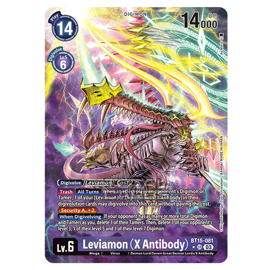 Digimon Card Game - BT15 - Exceed Apocalypse - Leviamon (X Antibody) - (Alternative Art) - BT15-081a