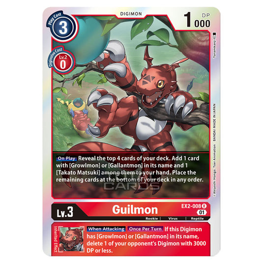 Digimon Card Game - Digital Hazard (EX-02) - Guilmon (Rare) - EX2-008