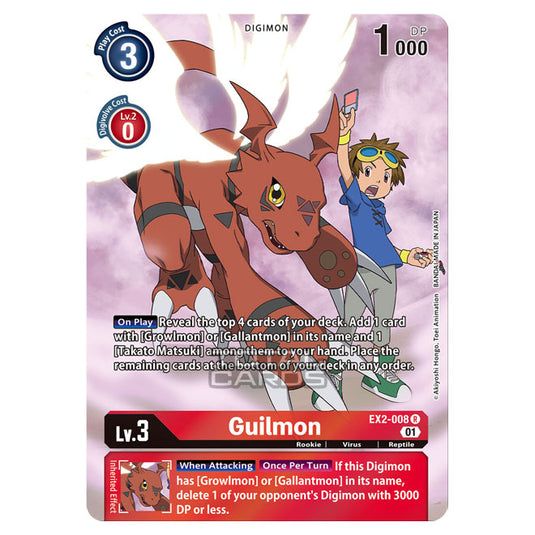 Digimon Card Game - Digital Hazard (EX-02) - Guilmon (Rare) - EX2-008A