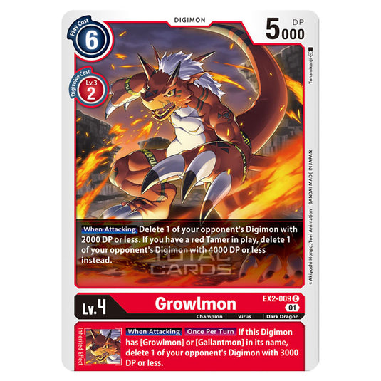 Digimon Card Game - Digital Hazard (EX-02) - Growlmon (Common) - EX2-009