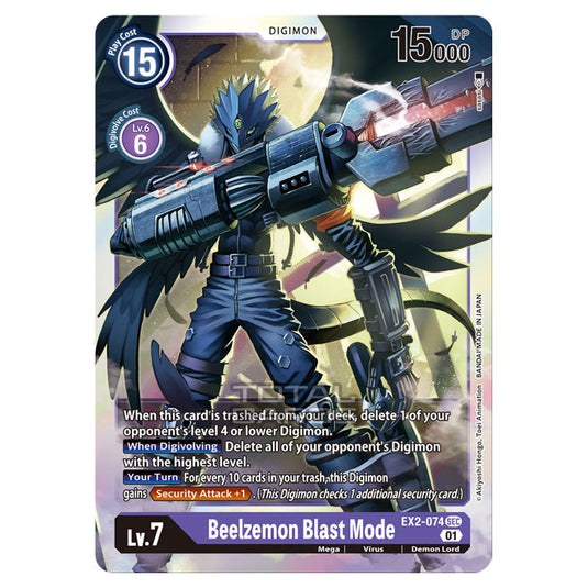 Digimon Card Game - Digital Hazard (EX-02) - Beelzemon Blast Mode (Secret Rare) - EX2-074