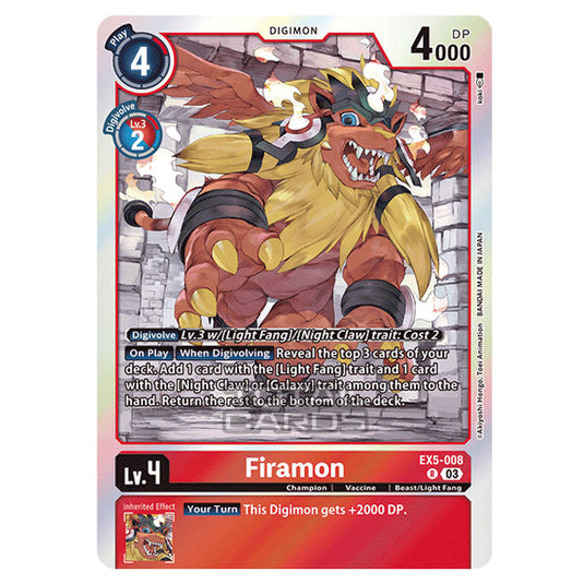 Digimon Card Game - EX05 - Animal Colosseum - Firamon - (Rare) - EX5-008