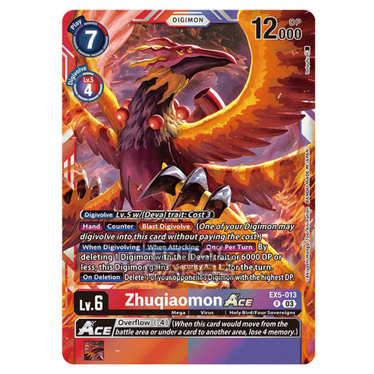 Digimon Card Game - EX05 - Animal Colosseum - Zhuqiaomon Ace - (Rare) - EX5-013