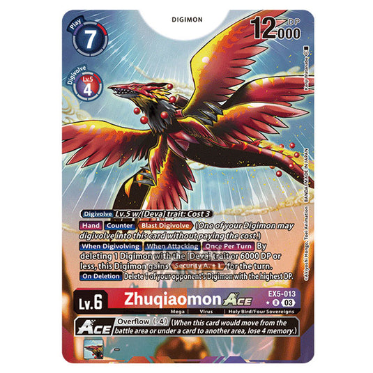 Digimon Card Game - EX05 - Animal Colosseum - Zhuqiaomon Ace - (Alternative Art) - EX5-013a