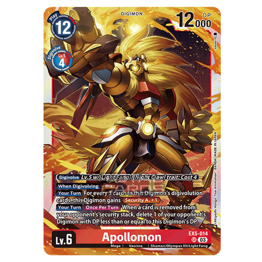 Digimon Card Game - EX05 - Animal Colosseum - Apollomon - (Super Rare) - EX5-014