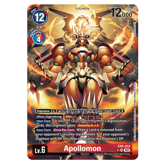 Digimon Card Game - EX05 - Animal Colosseum - Apollomon - (Alternative Art) - EX5-014a