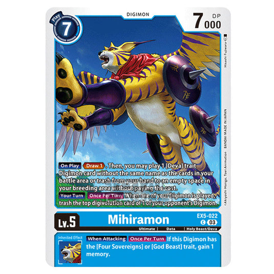 Digimon Card Game - EX05 - Animal Colosseum - Mihiramon - (Common) - EX5-022